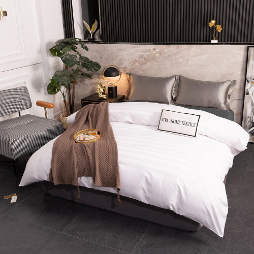 Пододеяльник Страйп Сатин Однотонный Отель белый 100% Хлопок 3x3 P3CTH037200220