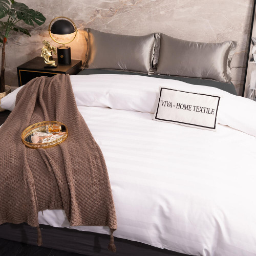 Пододеяльник Страйп Сатин Однотонный Отель белый 100% Хлопок 3x3 P3CTH037200220