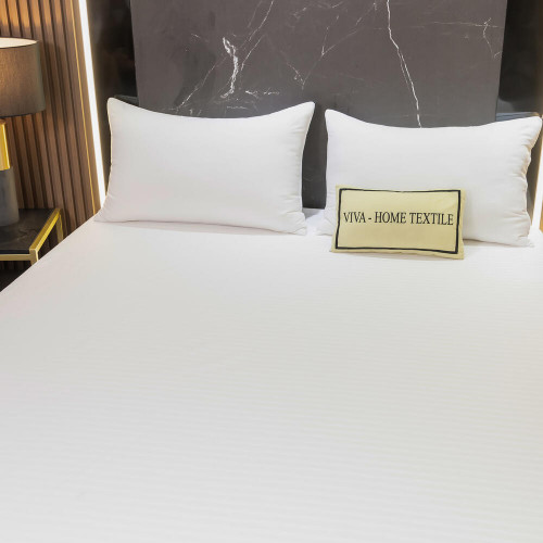 Простыня Страйп Сатин Однотонный Отель белый 100% хлопок на резинке 1x1 RR1CTH03616030