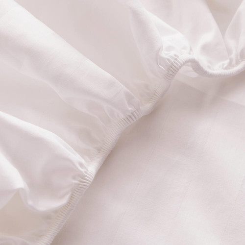 Простыня Страйп Сатин Однотонный Отель белый 100% хлопок на резинке 3x3 RR3CTH03716030