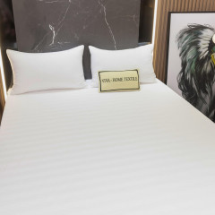 Простыня Страйп Сатин Однотонный Отель белый 100% хлопок на резинке 3x3 RR3CTH03716030