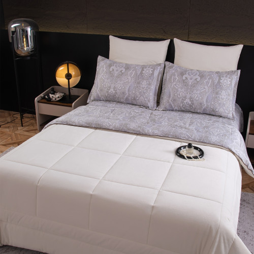 Комплект постельного белья на резинке Сатин Velouria Luxe с Одеялом VLR002