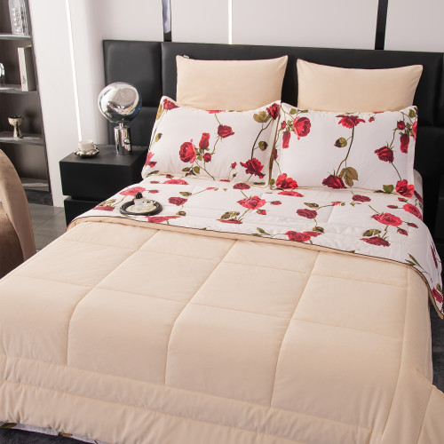 Комплект постельного белья на резинке Сатин Velouria Luxe с Одеялом VLR015