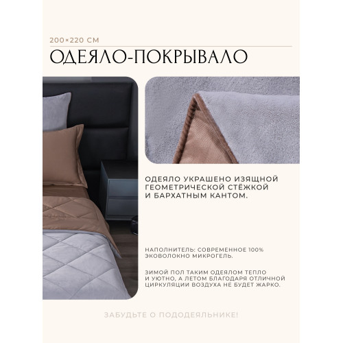 Комплект постельного белья на резинке Сатин Velvet Premium с Одеялом VPR003